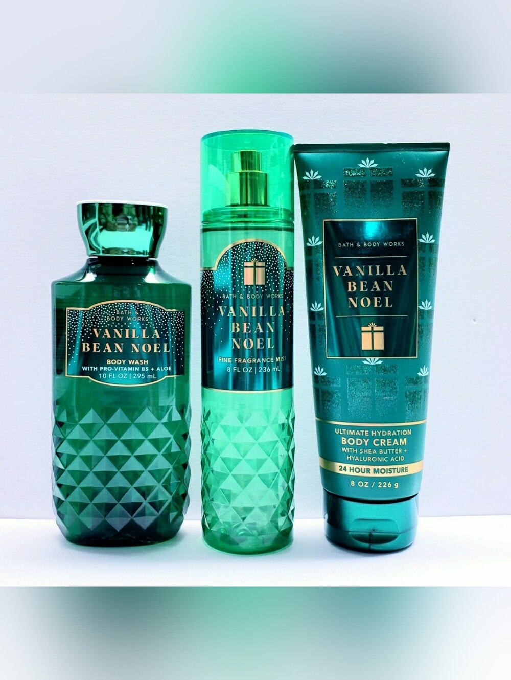 Bath & Body Works VANILLA BEAN NOEL Fragrance Mist, Body Wash, Body Cream -3 pcs